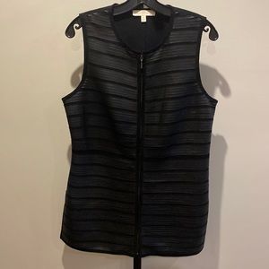 ETCETERA Tunic Vest in Leather, Suede & Ponte, Sz 6, Black